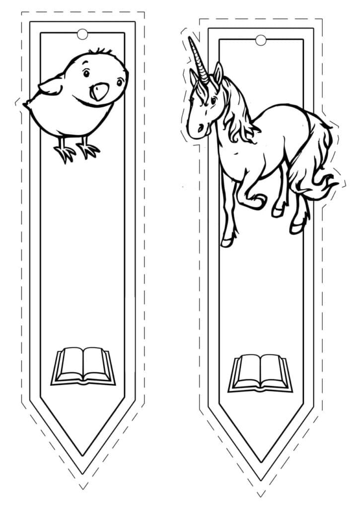 Bookmarks with Chick and Unicorn