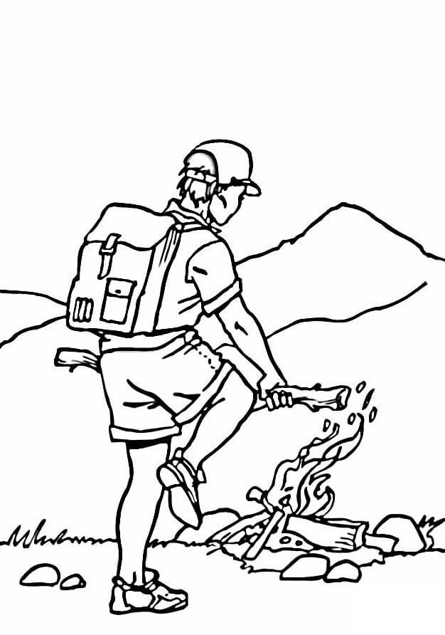 Building a Campfire coloring page