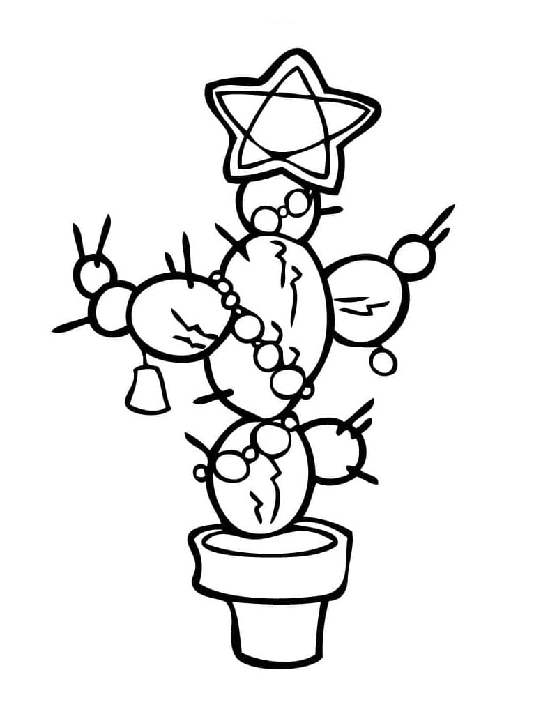 Cactus and Christmas Lights coloring page