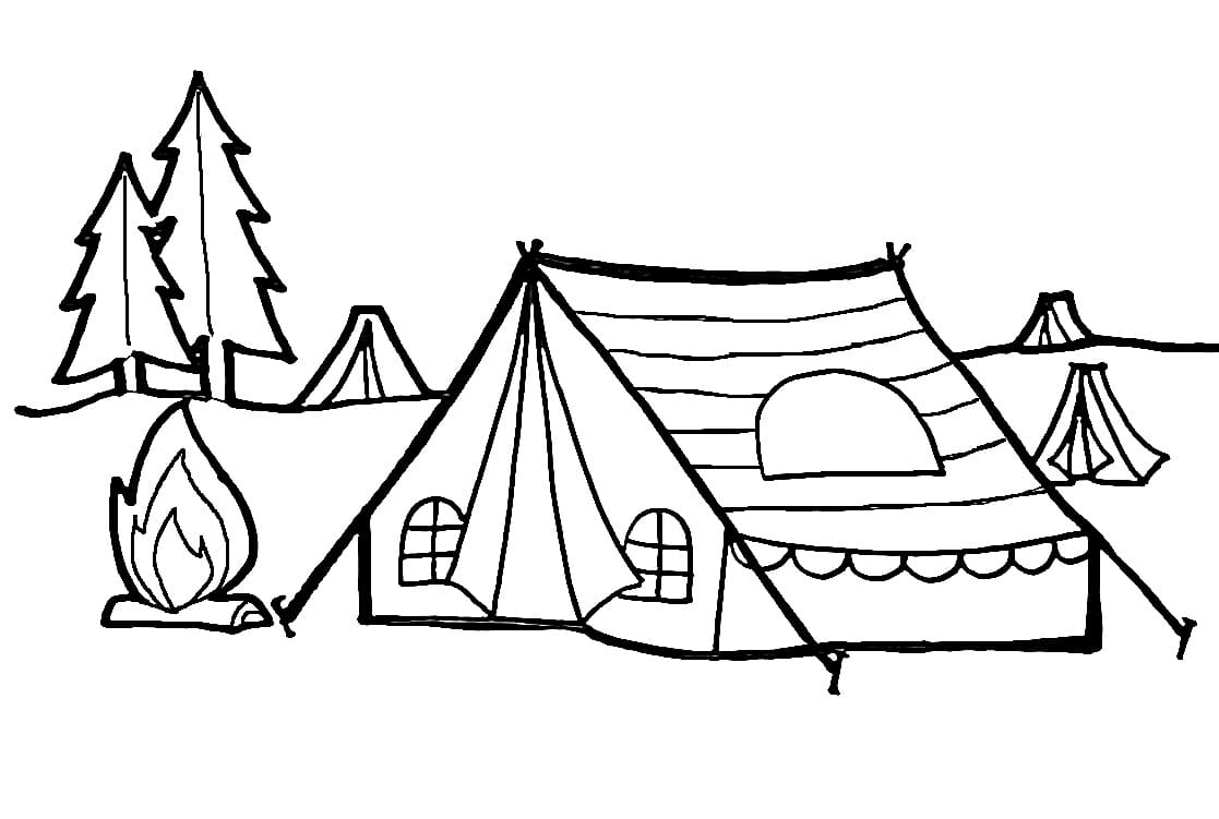 Camping Free Printable coloring page