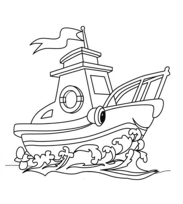 Cartoon Boat With A Smile coloring page