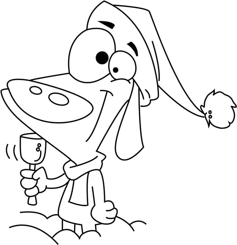 Cartoon Christmas Dog coloring page