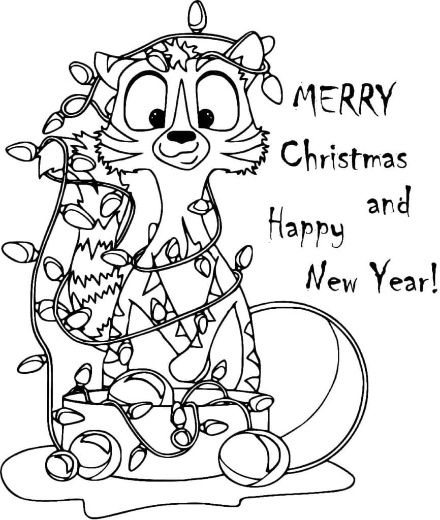 Cat and Christmas Lights coloring page