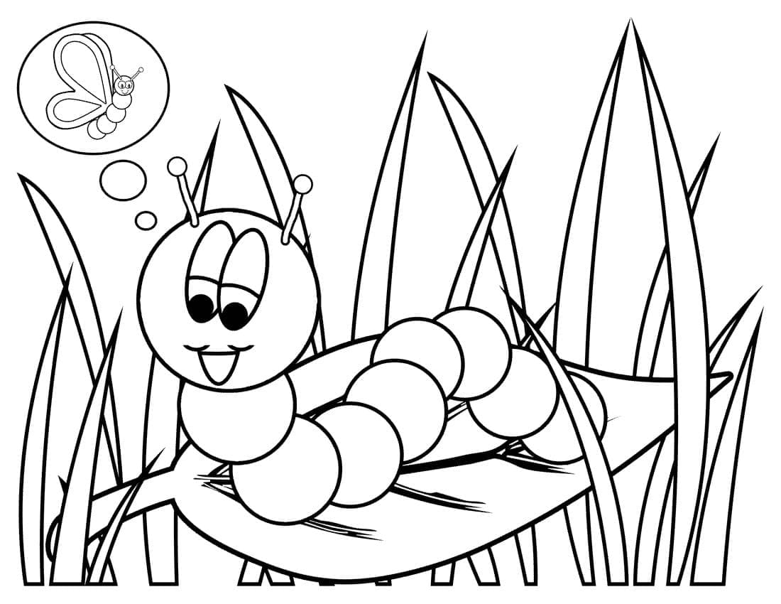 Caterpillar on a Leaf coloring page