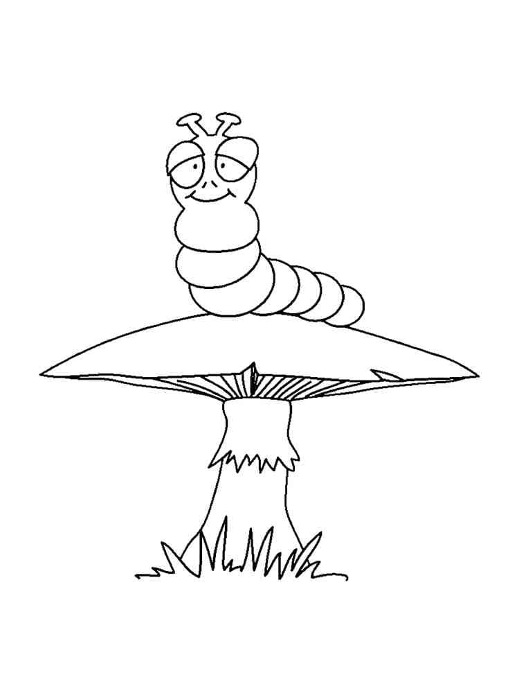 Caterpillar on Mushroom coloring page