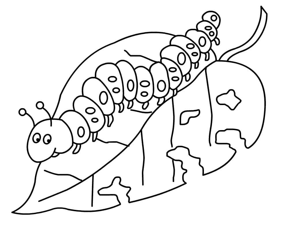 Caterpillar with Leaf coloring page