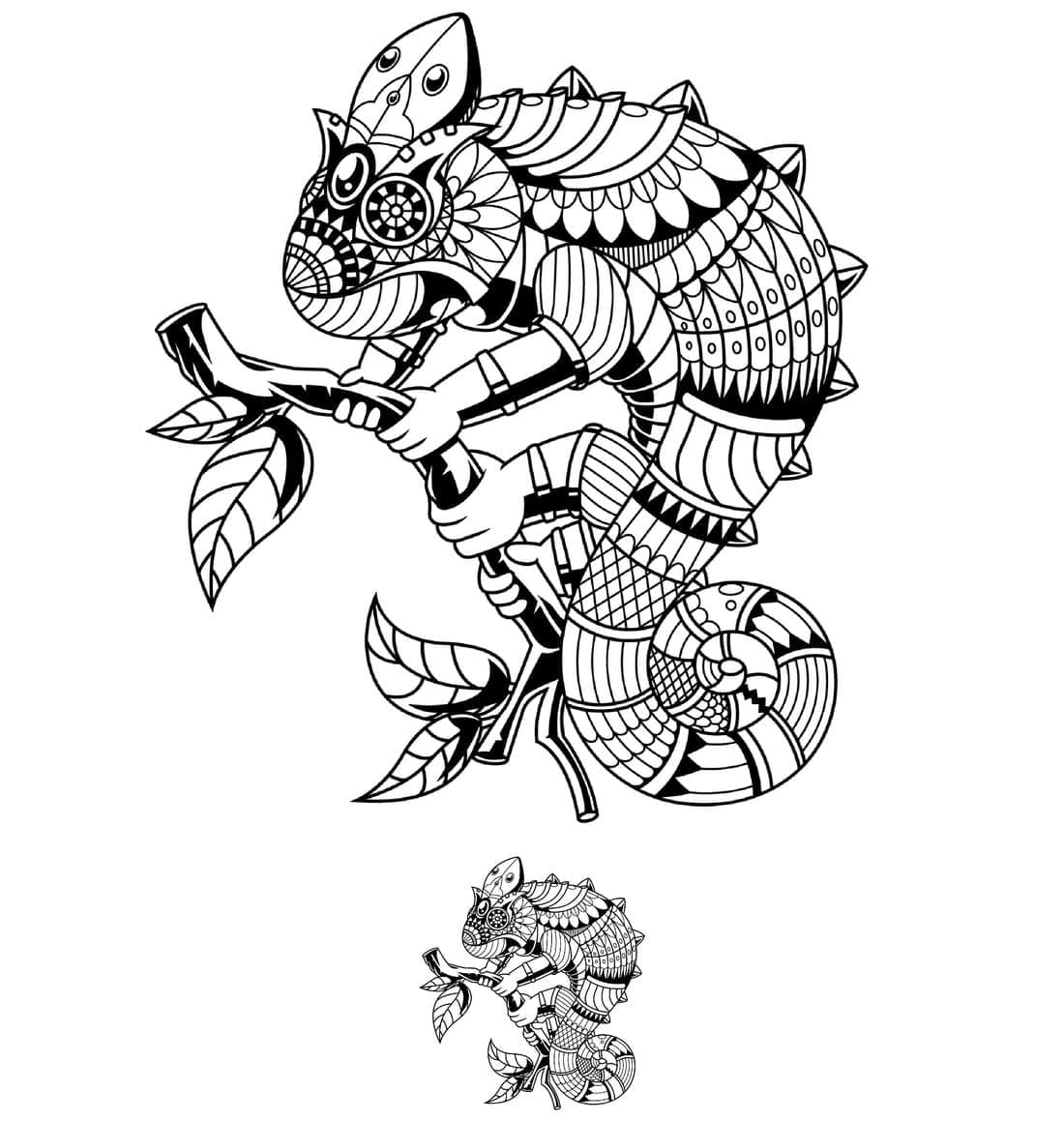 Chameleon for Adult coloring page