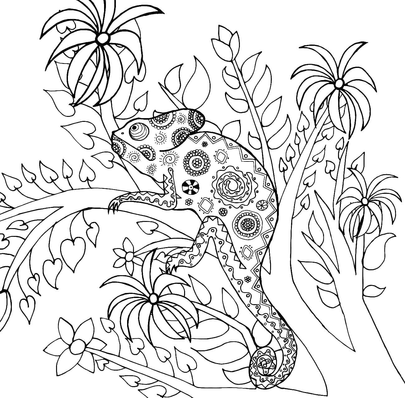 Chameleon in the Tree coloring page - Download, Print or Color Online ...