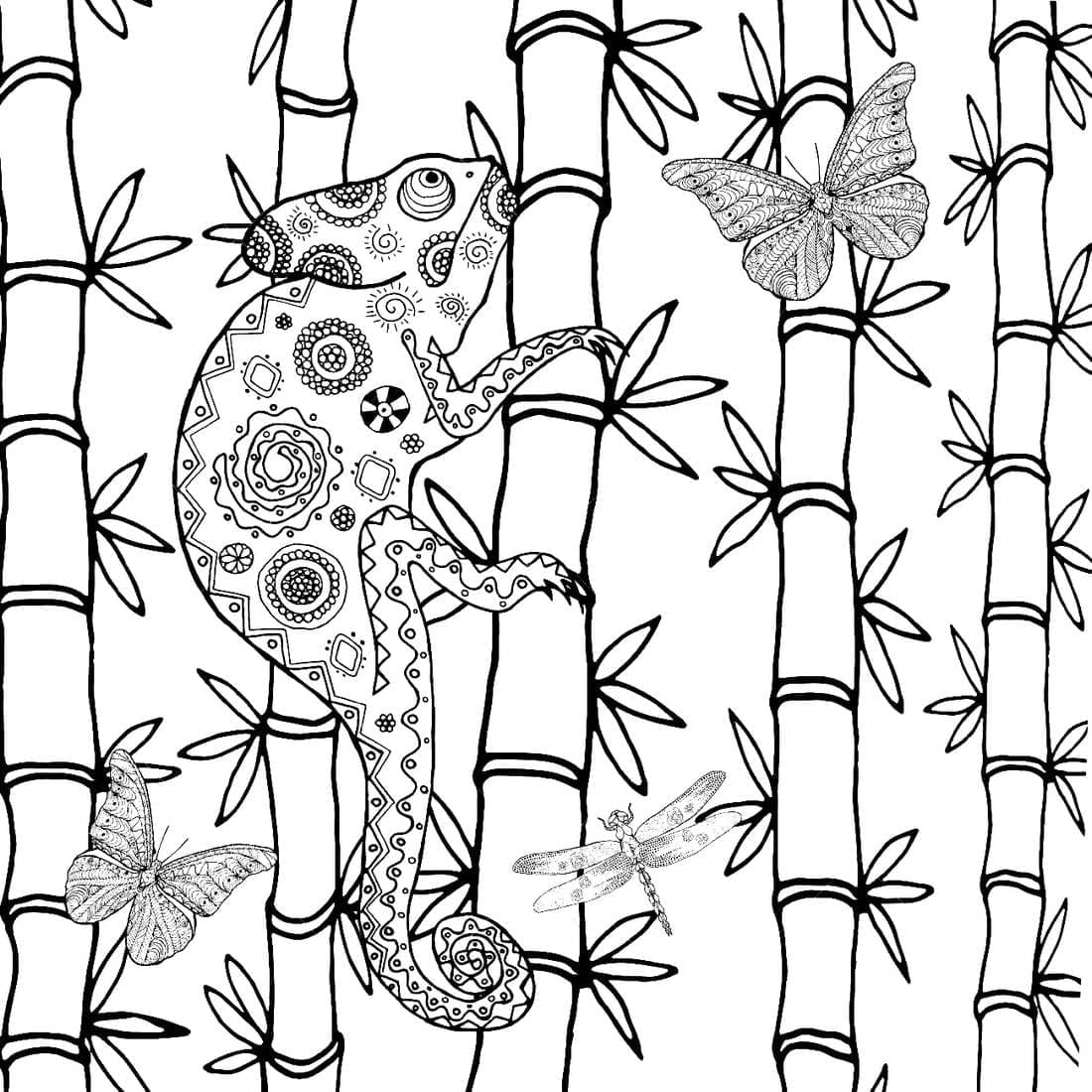 Chameleon with Patterns coloring page