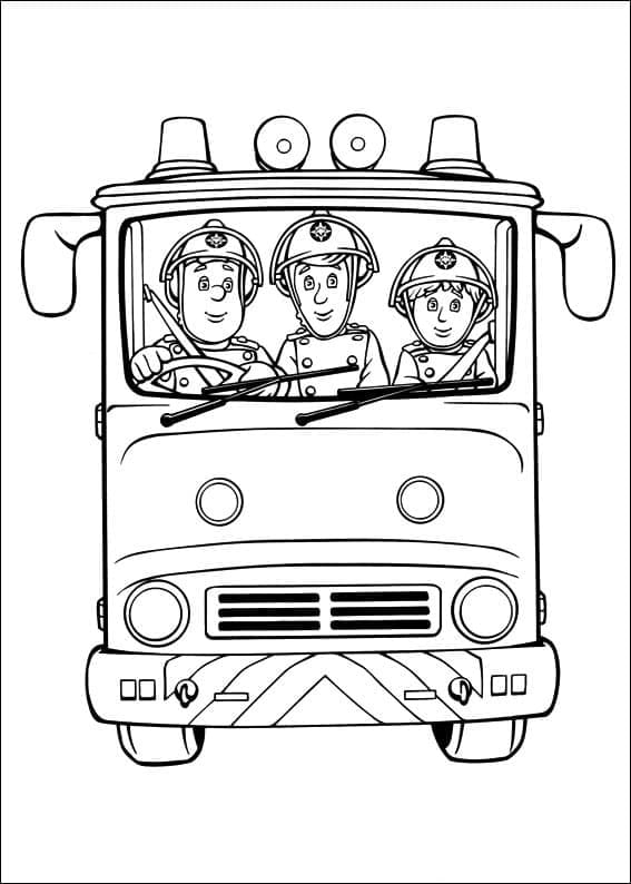 Characters in Fireman Sam coloring page