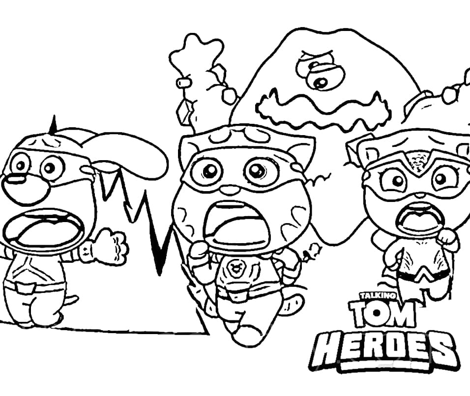 Characters in Talking Tom Heroes coloring page