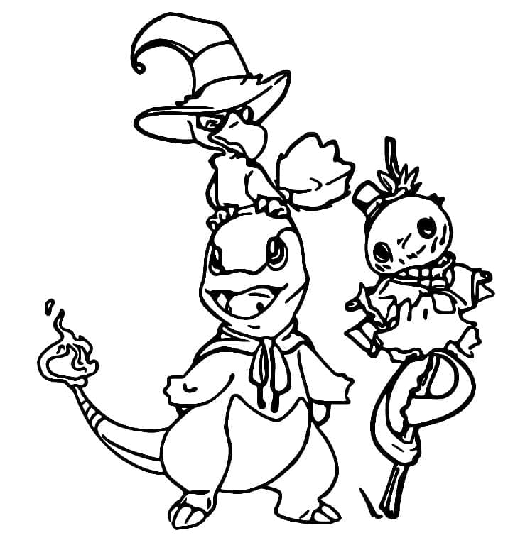 Charmander Pokemon Halloweencolorear coloring page