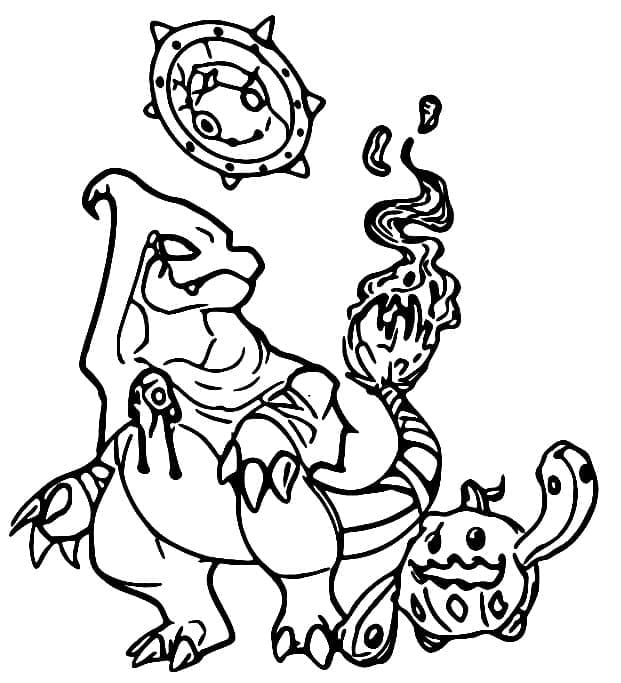 Charmeleon Pokemon Halloween coloring page