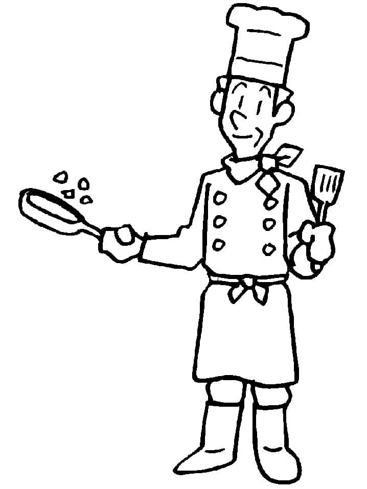 Chef is Cooking coloring page