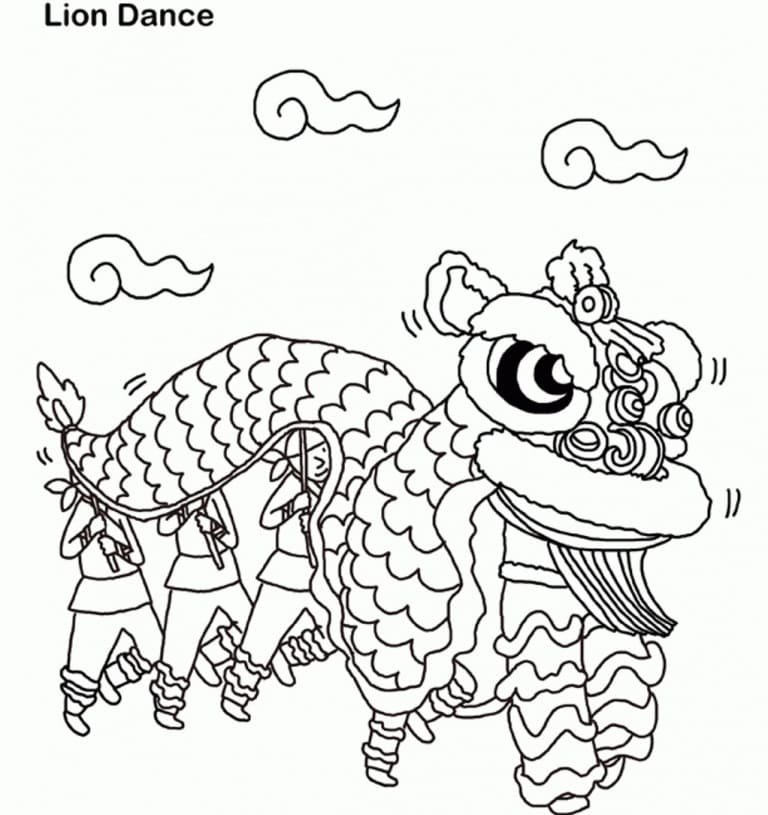 Chinese New Year Lion Dance coloring page