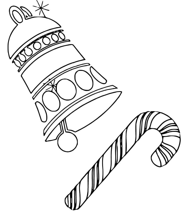 Christmas Bell and Candy Cane coloring page - Download, Print or Color ...