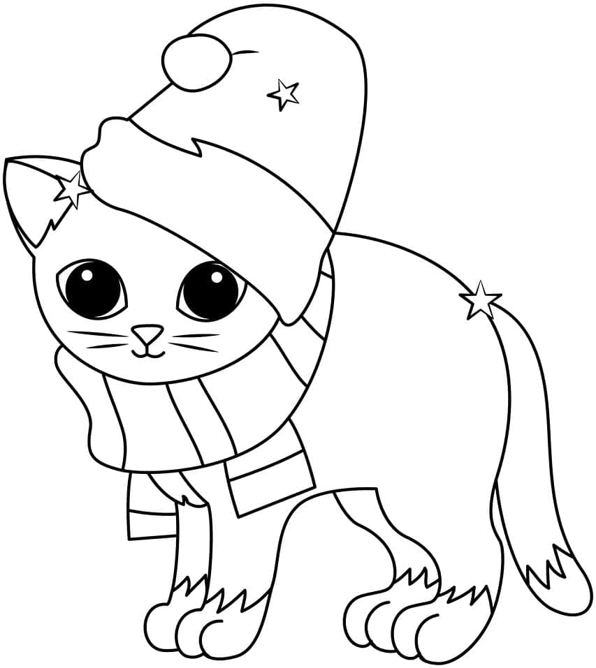 Christmas Cat coloring page