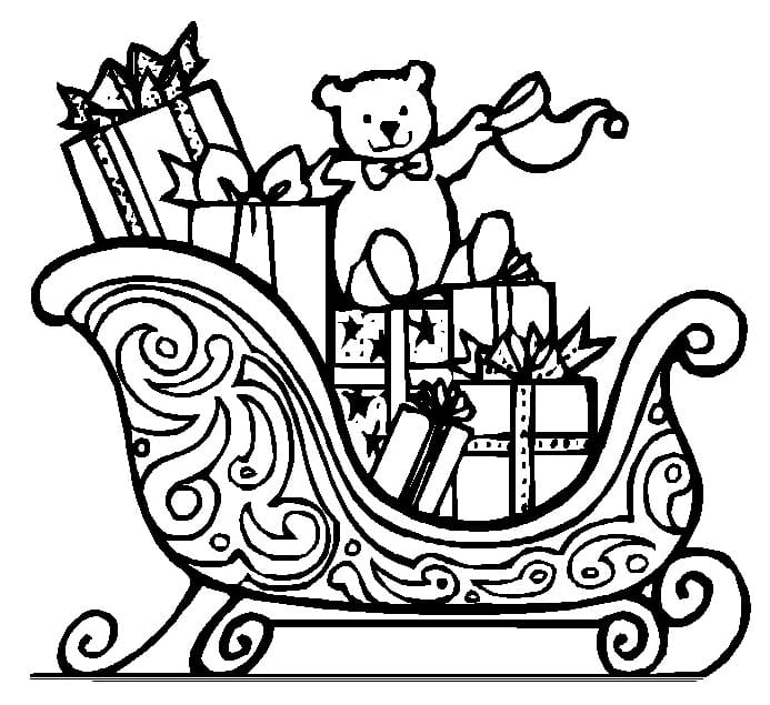 Christmas Gifts On Sleigh Coloring Page Download Print Or Color Online For Free