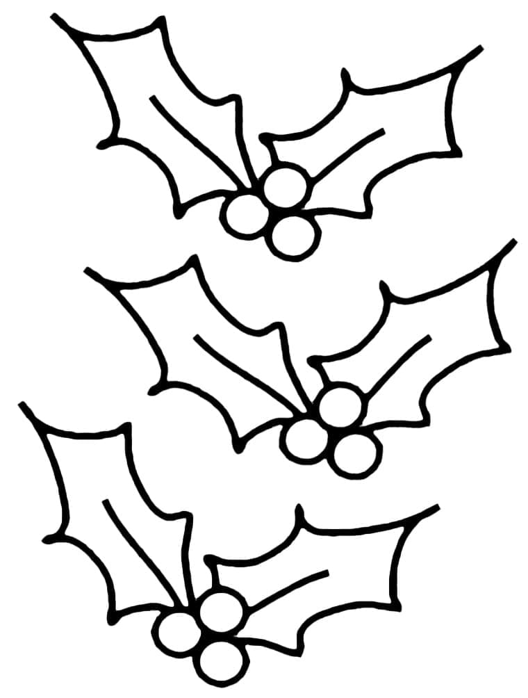 Christmas Holly Leaves coloring page