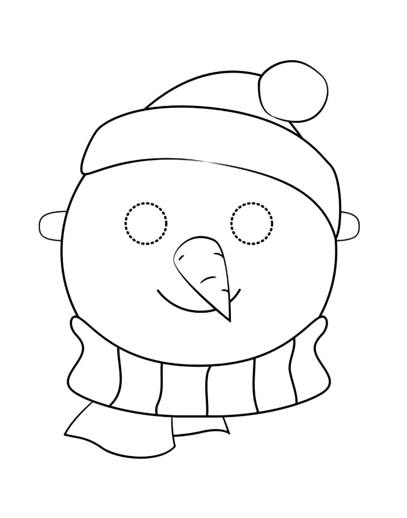 Christmas Snowman Mask coloring page