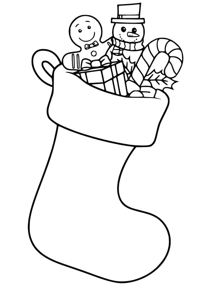 Christmas Stocking With Presents coloring page