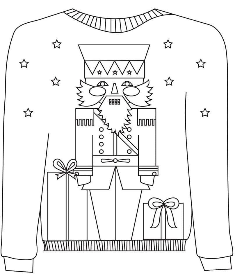 Christmas Sweater with Nutcracker coloring page