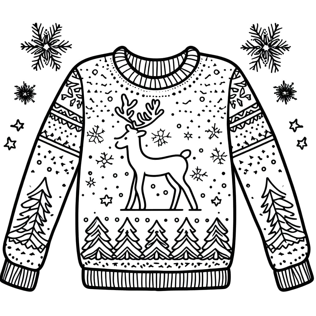 Christmas Sweater with Reindeer coloring page - Download, Print or ...