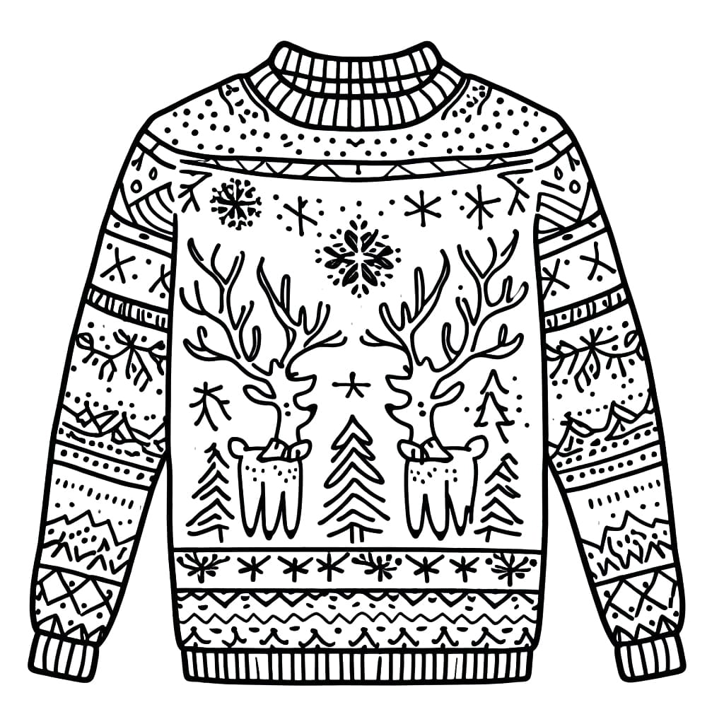 Christmas Sweater with Reindeers coloring page - Download, Print or ...