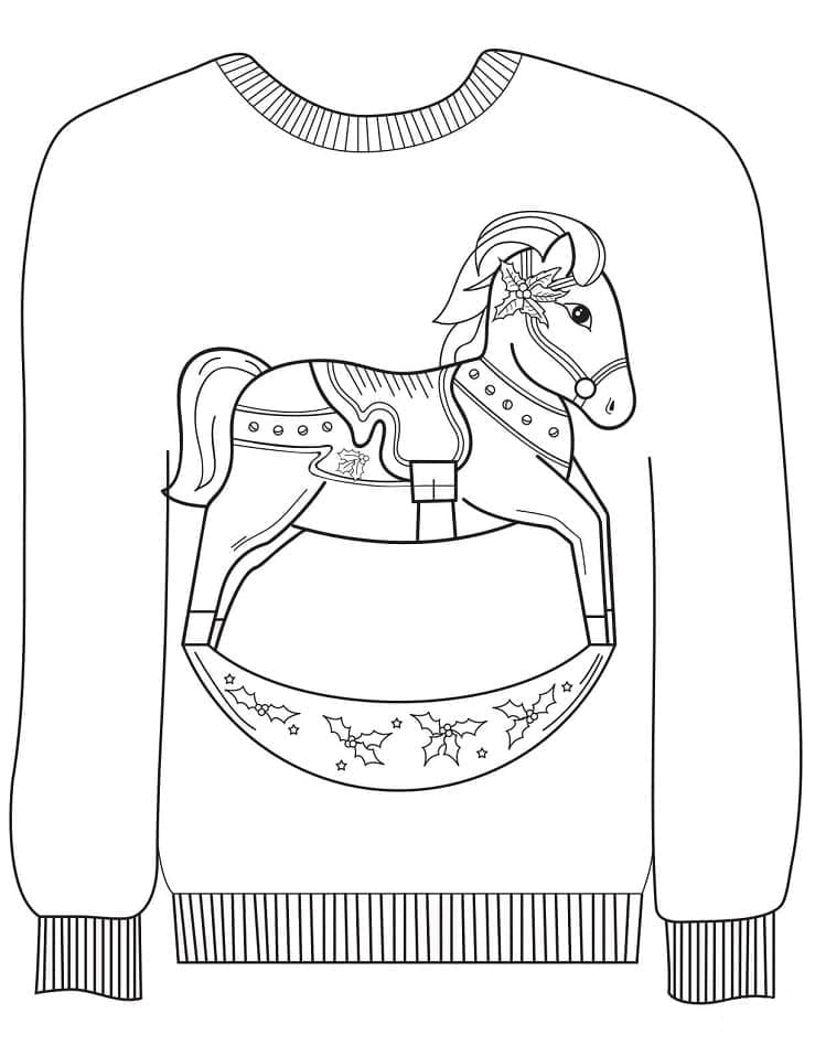 Christmas Sweater with Rocking Horse coloring page