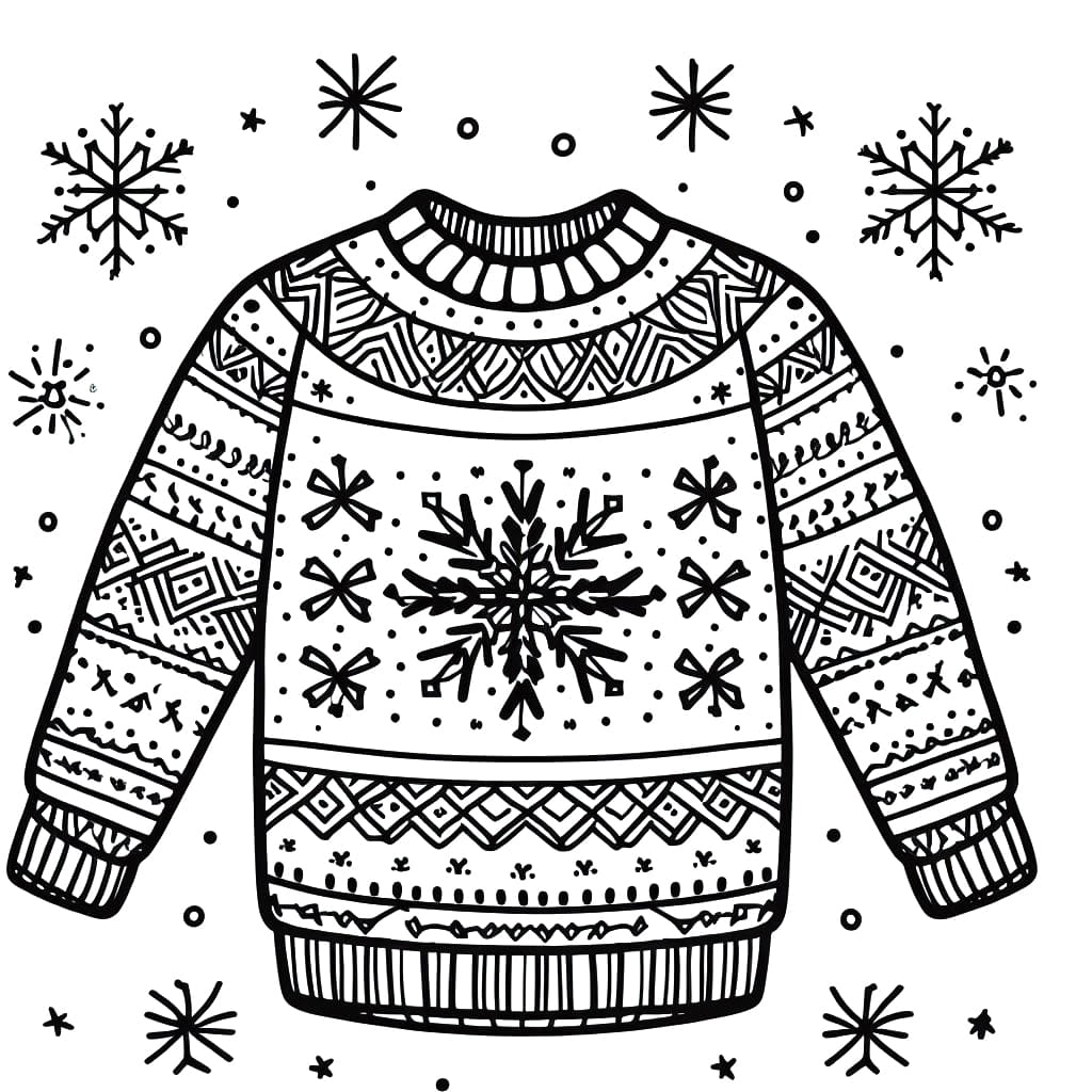 Christmas Sweater with Snowflakes coloring page - Download, Print or ...