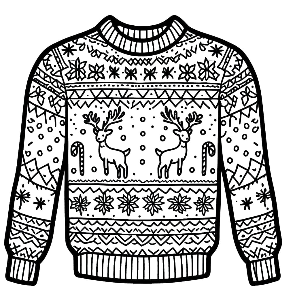 Christmas Sweater with Two Reindeers coloring page - Download, Print or ...