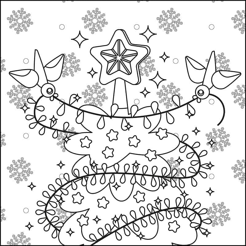 Christmas Tree and Christmas Lights coloring page