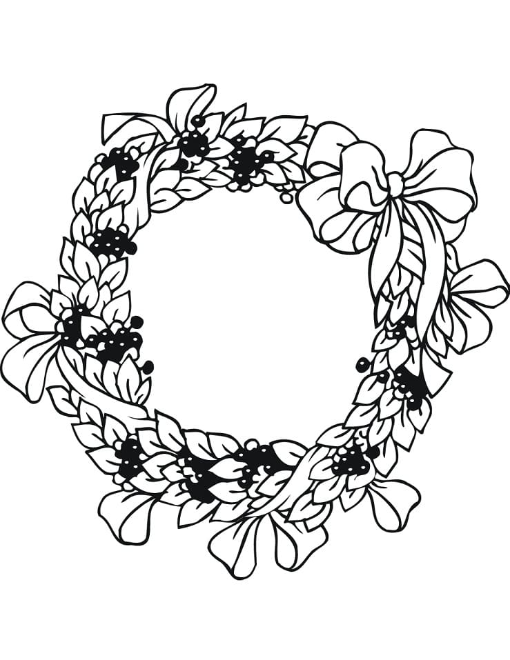 Christmas Wreath for Children coloring page