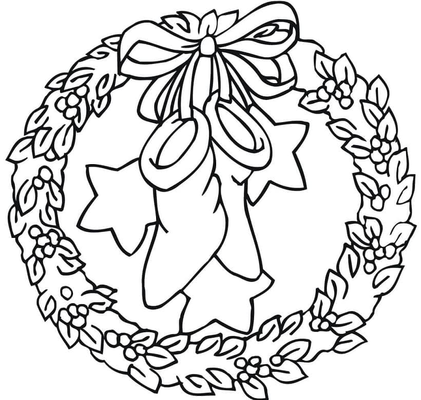 Christmas Wreath Stocking coloring page