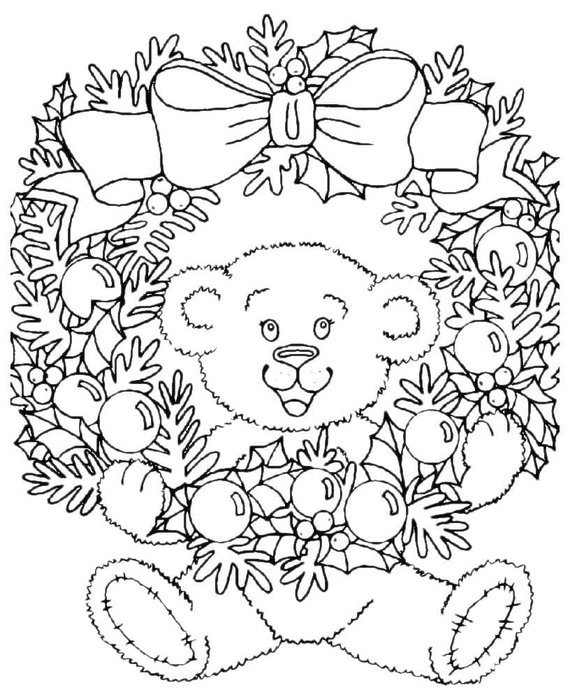 Christmas Wreath with Teddy Bear