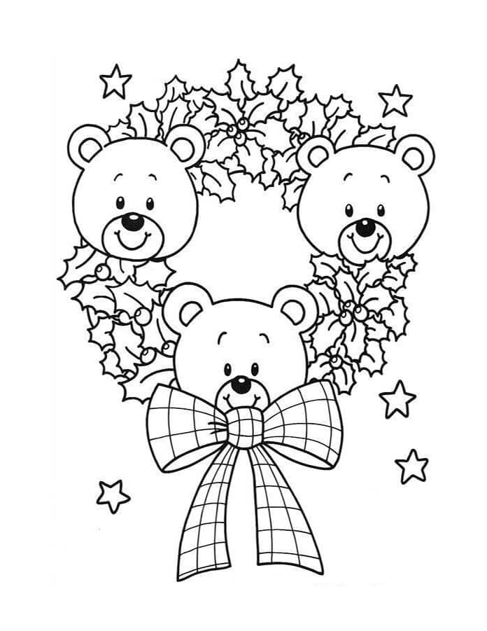 Christmas Wreath with Teddy Bears