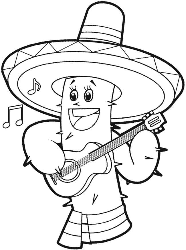 Cinco de Mayo Cactus coloring page