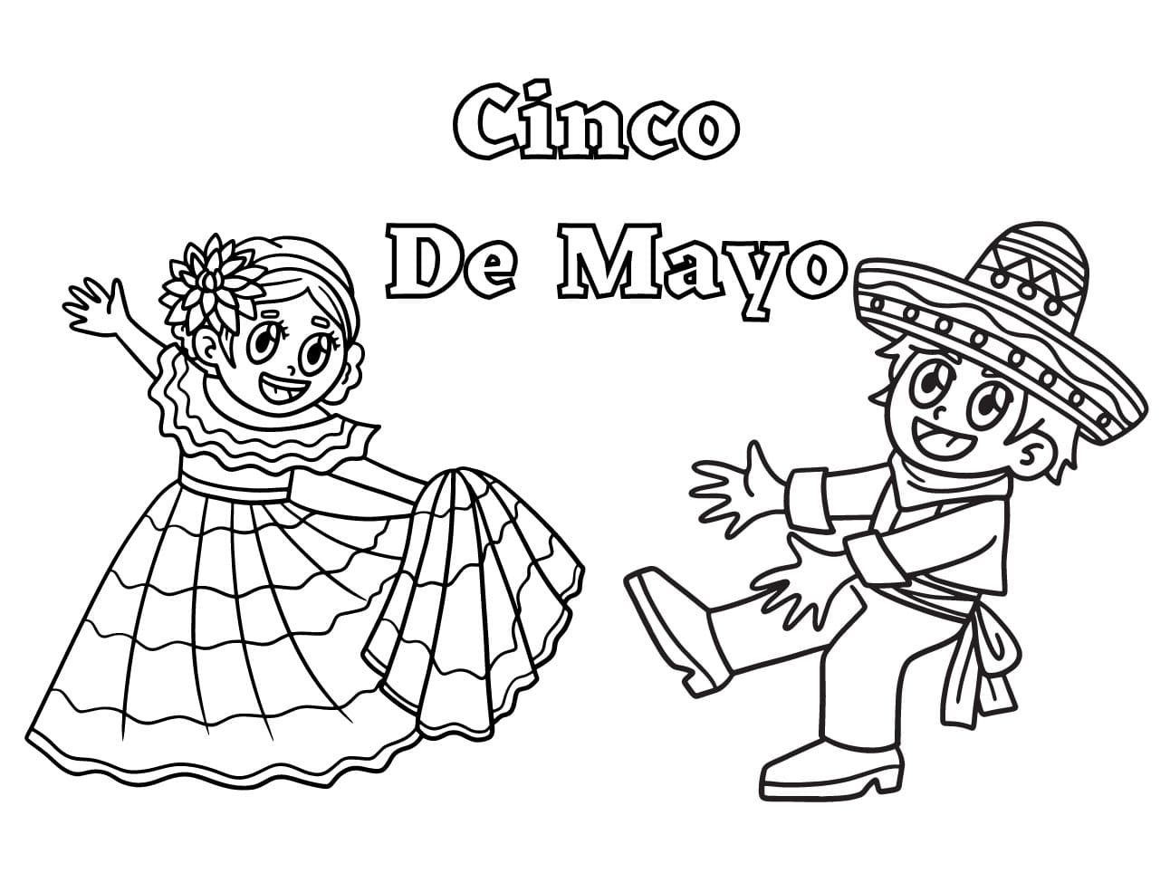 Cinco de Mayo Girl and Boy coloring page - Download, Print or Color 