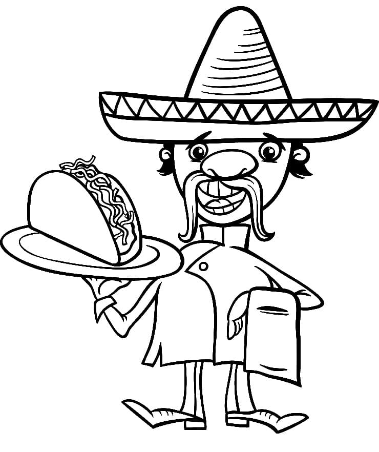 Cinco de Mayo Mexican Taco coloring page