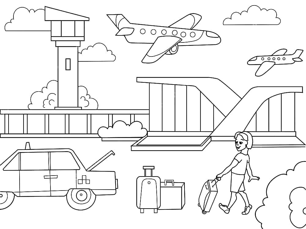 Cute Airport coloring page