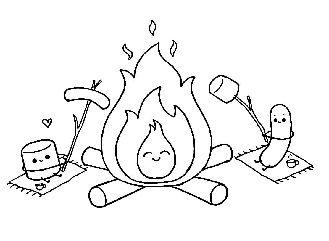 Cute Campfire Coloring Page Download Print Or Color Online For Free