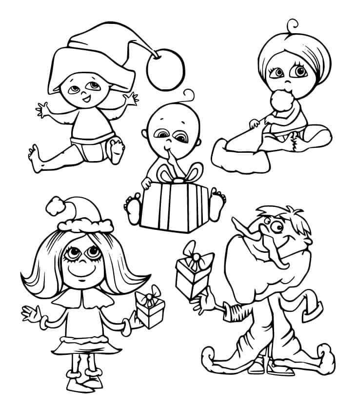 Cute Christmas Children Coloring Page Download Print Or Color Online For Free