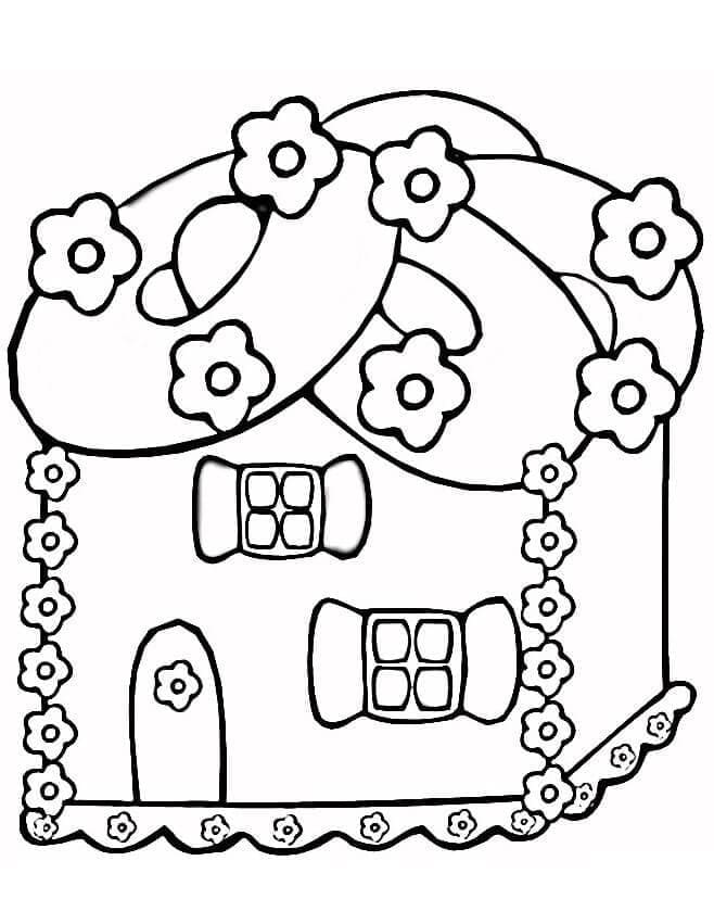 Cute Christmas Gingerbread House coloring page