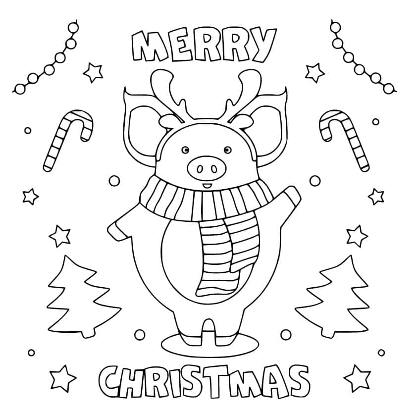 Cute Christmas Pig Coloring Page Download Print Or Color Online For Free