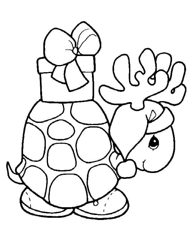 Cute Christmas Turtle coloring page