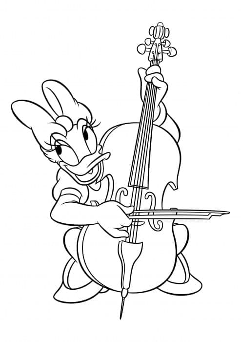 Daisy Duck is Playing Cello coloring page