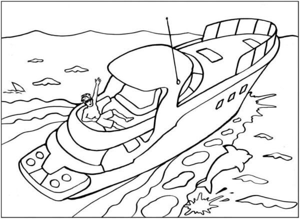 Dolphins Jump Next to the Boat coloring page