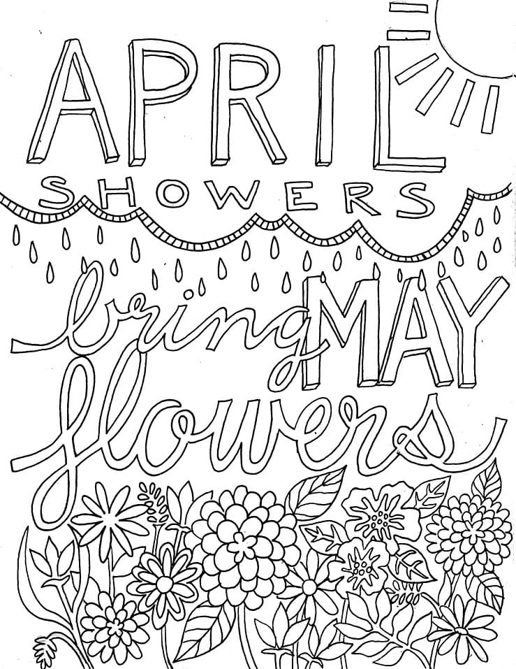 Drawing of April coloring page