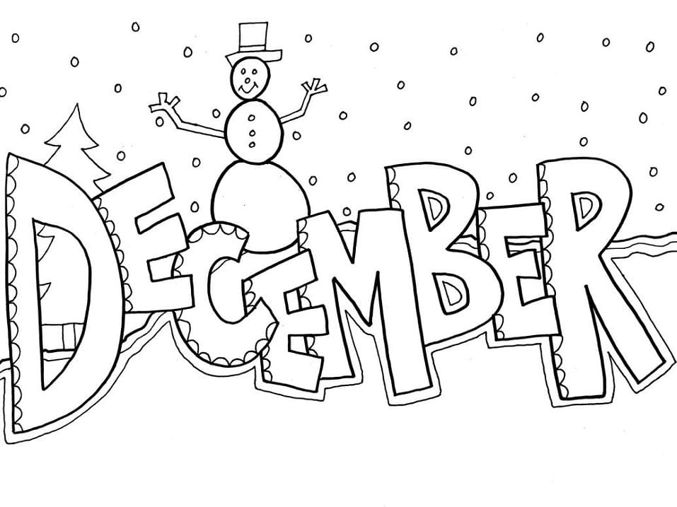 Drawing of December coloring page