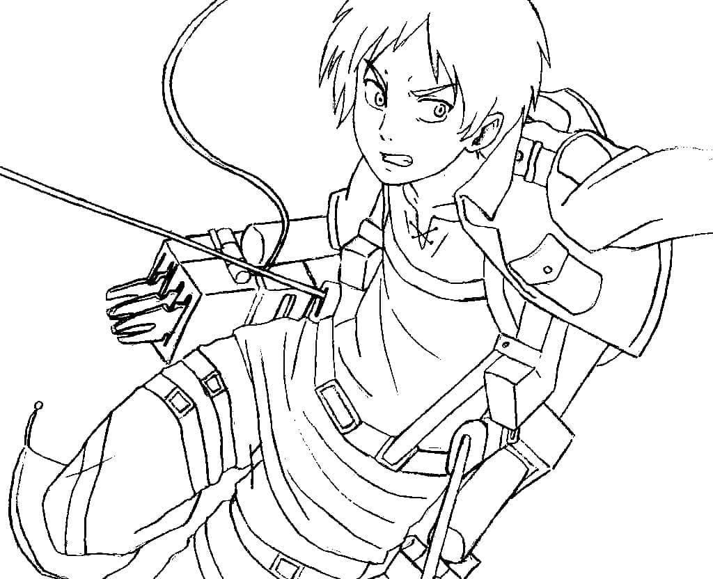 Drawing of Eren Yeager coloring page